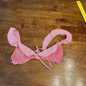 Aerie scoop Red and White Gingham Bikini Top checkered size XS